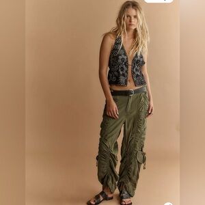 NWT Free People We The Free Scorpio Shirred Mid-Rise Cargo Pants size small